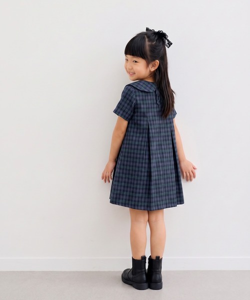 aimoha(アイモハ)の「【aimoha KIDS】チェック柄セーラーカラーワンピース (SS)(ワンピース・キッズ・ネイビー・130/120/110/90/100/140)」の7枚目の写真