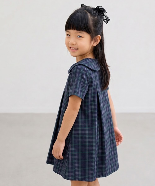 aimoha(アイモハ)の「【aimoha KIDS】チェック柄セーラーカラーワンピース (SS)(ワンピース・キッズ・ネイビー・130/120/110/90/100/140)」の8枚目の写真