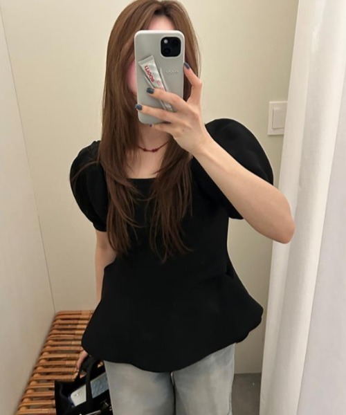 semplice(センプリチェ)の「Tシャツ【韓国ファッション】(Tシャツ/カットソー・レディース・ブラック/キャメル・F)」の12枚目の写真