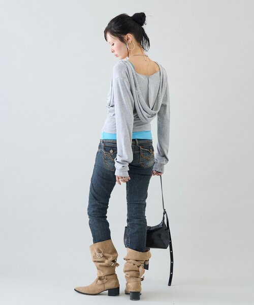 WHO'S WHO gallery（フーズフーギャラリー）の「【26AW LOOK掲載品番】コルセットフーディ（パーカー・レディース・チャコールグレー/ブラウン/グリーン/グレー・FREE）」の13枚目の写真