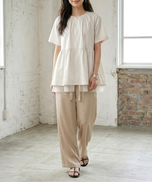 AMELY（エミリー）の「シアーチュール ペプラムブラウス（シャツ/ブラウス・レディース・ブラック/オフホワイト/ベージュ・フリー）」の5枚目の写真