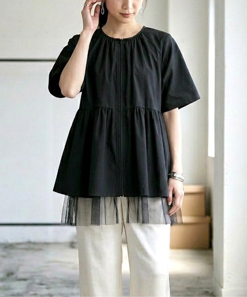 AMELY（エミリー）の「シアーチュール ペプラムブラウス（シャツ/ブラウス・レディース・ブラック/オフホワイト/ベージュ・フリー）」の8枚目の写真