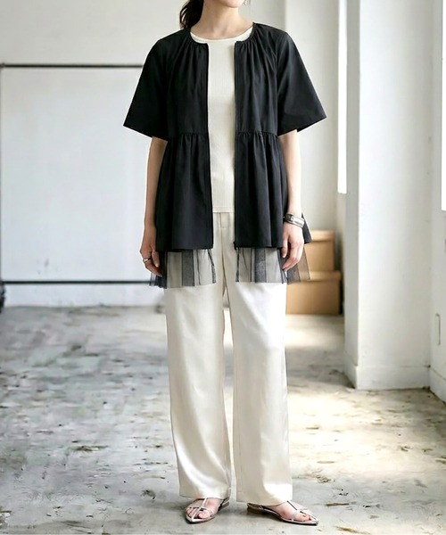 AMELY（エミリー）の「シアーチュール ペプラムブラウス（シャツ/ブラウス・レディース・ブラック/オフホワイト/ベージュ・フリー）」の10枚目の写真
