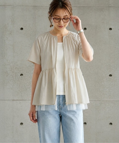 AMELY（エミリー）の「シアーチュール ペプラムブラウス（シャツ/ブラウス・レディース・ブラック/オフホワイト/ベージュ・フリー）」の13枚目の写真