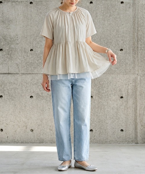 AMELY（エミリー）の「シアーチュール ペプラムブラウス（シャツ/ブラウス・レディース・ブラック/オフホワイト/ベージュ・フリー）」の14枚目の写真
