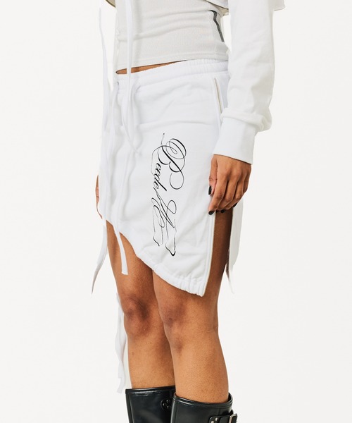 BEEDEN（ビーデン）の「TWIST ZIP LOGO SKIRT（スカート・レディース・ホワイト/ブラック・FREE）」の3枚目の写真