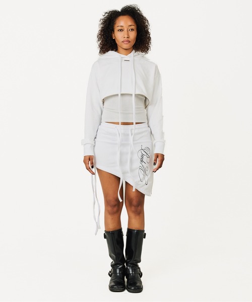BEEDEN（ビーデン）の「TWIST ZIP LOGO SKIRT（スカート・レディース・ホワイト/ブラック・FREE）」の7枚目の写真