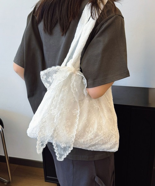 LA VORAGINE(ラ ヴォラジネ)の「レースリボン トートバッグ(トートバッグ・レディース・White・FREE)」の13枚目の写真