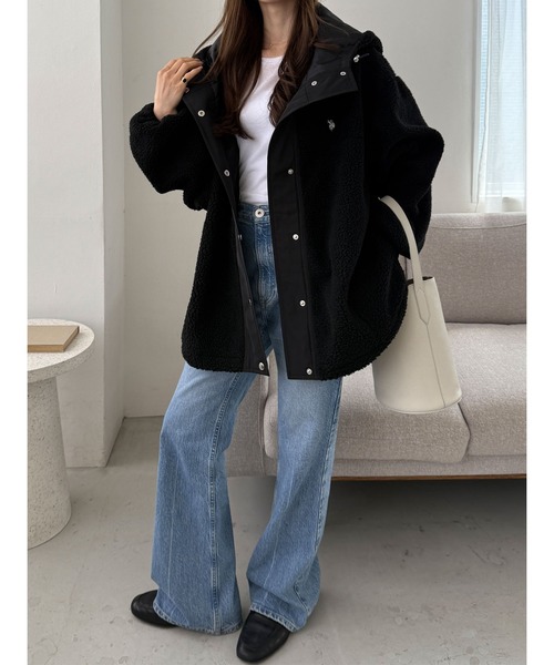 U.S. POLO ASSN.(ユーエスポロアッスン)の「GeeRA別注【U.S. POLO ASSN.】オーバーサイズボアブルゾン(ブルゾン・レディース・ブラック/アイボリー・X-LARGE/LARGE/MEDIUM)」の12枚目の写真