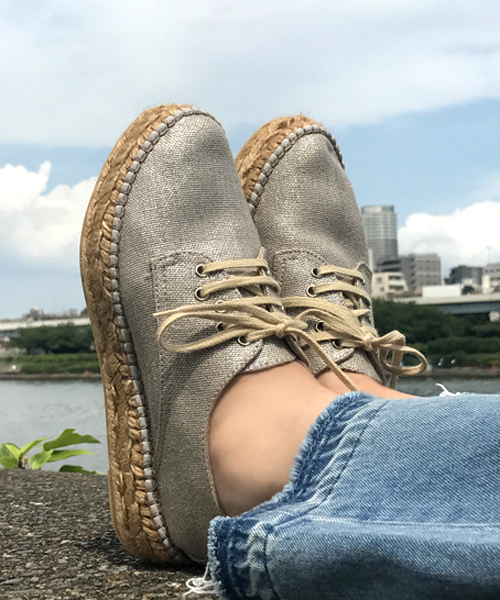 GAIMO（ガイモ）の「「gaimo/ガイモ」レースアップエスパドリーユシューズ/MASLIN51（スニーカー・レディース・シルバー/アイボリー/ネイビー/その他2/カモフラージュ/オレンジ/その他1・35/38/39/37/36）」の4枚目の写真