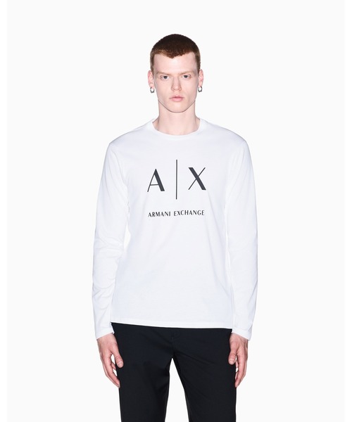 ARMANI EXCHANGE(アルマーニエクスチェンジ)の「【A|X アルマーニ エクスチェンジ】AXロゴ スリムフィット 長袖クルーネックTシャツ/SLIM(Tシャツ/カットソー・メンズ・ホワイト/ブラック・MEDIUM/LARGE/XX-LARGE/X-SMALL/X-LARGE/SMALL)」の1枚目の写真