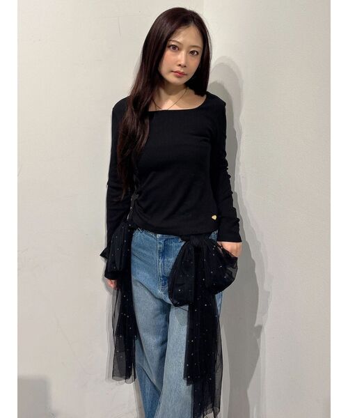 MERCURYDUO(マーキュリーデュオ)の「テレコ長袖トップス(Tシャツ/カットソー・レディース・ブラック/ベージュ/ピンク・FREE)」の2枚目の写真
