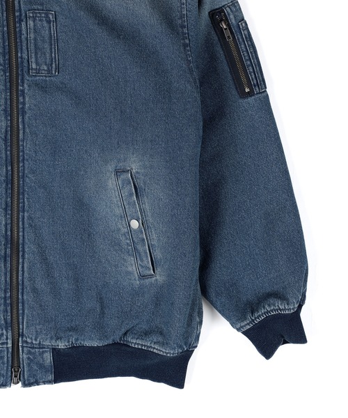 The DUFFER of ST.GEORGE(ザダファーオブセントジョージ)の「BOA DENIM MA-1:ボアデニム MA-1 / デニムジャケット / フーデッドMA-1(MA-1・メンズ・ブラック/インディゴブルー・X-LARGE/LARGE/MEDIUM)」の8枚目の写真