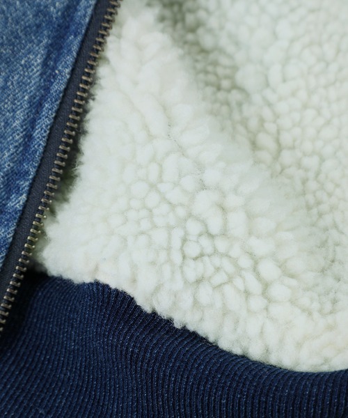 The DUFFER of ST.GEORGE(ザダファーオブセントジョージ)の「BOA DENIM MA-1:ボアデニム MA-1 / デニムジャケット / フーデッドMA-1(MA-1・メンズ・ブラック/インディゴブルー・X-LARGE/LARGE/MEDIUM)」の6枚目の写真