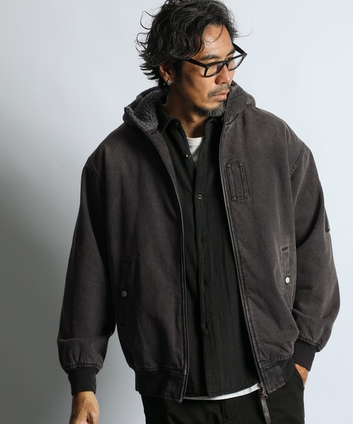 The DUFFER of ST.GEORGE(ザダファーオブセントジョージ)の「BOA DENIM MA-1:ボアデニム MA-1 / デニムジャケット / フーデッドMA-1(MA-1・メンズ・ブラック/インディゴブルー・X-LARGE/LARGE/MEDIUM)」の17枚目の写真