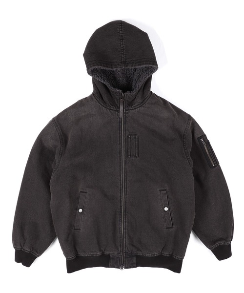 The DUFFER of ST.GEORGE(ザダファーオブセントジョージ)の「BOA DENIM MA-1:ボアデニム MA-1 / デニムジャケット / フーデッドMA-1(MA-1・メンズ・ブラック/インディゴブルー・X-LARGE/LARGE/MEDIUM)」の16枚目の写真