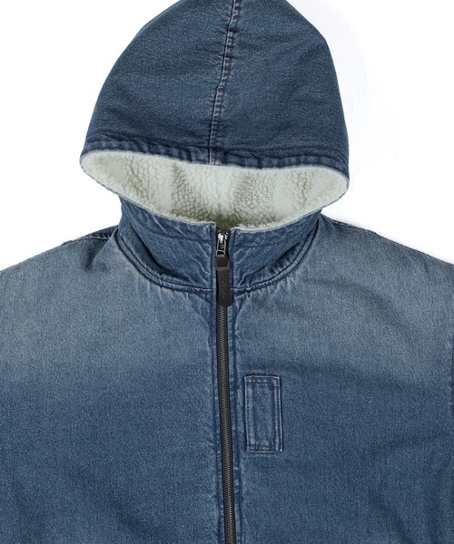 The DUFFER of ST.GEORGE(ザダファーオブセントジョージ)の「BOA DENIM MA-1:ボアデニム MA-1 / デニムジャケット / フーデッドMA-1(MA-1・メンズ・ブラック/インディゴブルー・X-LARGE/LARGE/MEDIUM)」の7枚目の写真