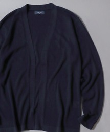 Linen-Touch Pique Knit Open Cardigan / 12G リネンライク 麻タッチ 鹿の子編み ボタンレスカーディガン 薄手 長袖 メンズ レディース ユニセックス 羽織りもの 冷房対策