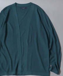 Linen-Touch Pique Knit Open Cardigan / 12G リネンライク 麻タッチ 鹿の子編み ボタンレスカーディガン 薄手 長袖 メンズ レディース ユニセックス 羽織りもの 冷房対策