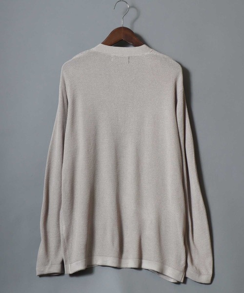 ANPAS（アンパス）の「Linen-Touch Pique Knit Open Cardigan / 12G リネンライク 麻タッチ 鹿の子編み ボタンレスカーディガン 薄手 長袖 メンズ レディース ユニセックス 羽織りもの 冷房対策（カーディガン/ボレロ・メンズ・ブラック/ベージュ/ネイビー/ピンク/ブルー/アイボリー/ブルーグリーン・M/L）」の14枚目の写真