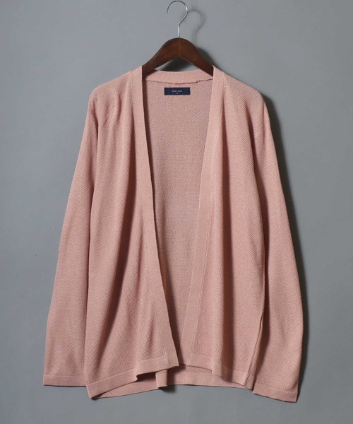 ANPAS（アンパス）の「Linen-Touch Pique Knit Open Cardigan / 12G リネンライク 麻タッチ 鹿の子編み ボタンレスカーディガン 薄手 長袖 メンズ レディース ユニセックス 羽織りもの 冷房対策（カーディガン/ボレロ・メンズ・ブラック/ベージュ/ネイビー/ピンク/ブルー/アイボリー/ブルーグリーン・M/L）」の17枚目の写真