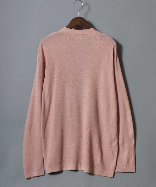 ANPAS（アンパス）の「Linen-Touch Pique Knit Open Cardigan / 12G リネンライク 麻タッチ 鹿の子編み ボタンレスカーディガン 薄手 長袖 メンズ レディース ユニセックス 羽織りもの 冷房対策（カーディガン/ボレロ・メンズ・ブラック/ベージュ/ネイビー/ピンク/ブルー/アイボリー/ブルーグリーン・M/L）」の9枚目の写真