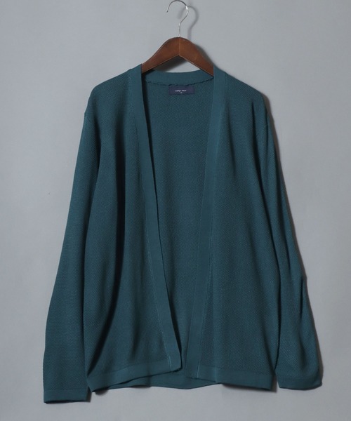 ANPAS（アンパス）の「Linen-Touch Pique Knit Open Cardigan / 12G リネンライク 麻タッチ 鹿の子編み ボタンレスカーディガン 薄手 長袖 メンズ レディース ユニセックス 羽織りもの 冷房対策（カーディガン/ボレロ・メンズ・ブラック/ベージュ/ネイビー/ピンク/ブルー/アイボリー/ブルーグリーン・M/L）」の21枚目の写真