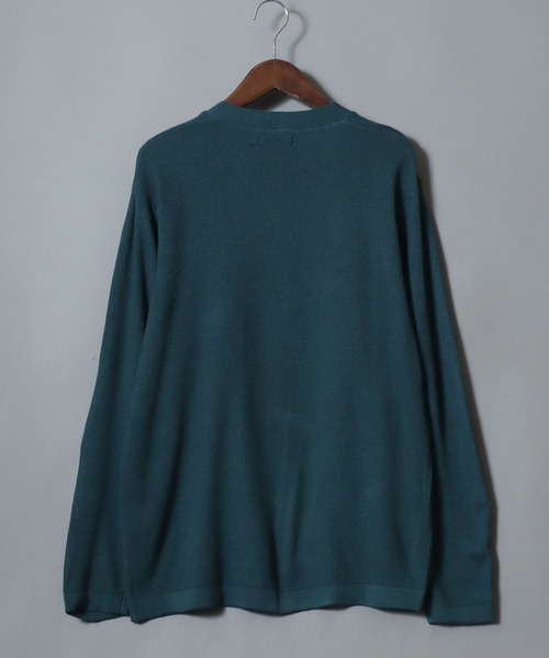 ANPAS（アンパス）の「Linen-Touch Pique Knit Open Cardigan / 12G リネンライク 麻タッチ 鹿の子編み ボタンレスカーディガン 薄手 長袖 メンズ レディース ユニセックス 羽織りもの 冷房対策（カーディガン/ボレロ・メンズ・ブラック/ベージュ/ネイビー/ピンク/ブルー/アイボリー/ブルーグリーン・M/L）」の20枚目の写真