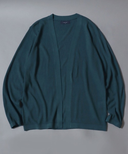 ANPAS（アンパス）の「Linen-Touch Pique Knit Open Cardigan / 12G リネンライク 麻タッチ 鹿の子編み ボタンレスカーディガン 薄手 長袖 メンズ レディース ユニセックス 羽織りもの 冷房対策（カーディガン/ボレロ・メンズ・ブラック/ベージュ/ネイビー/ピンク/ブルー/アイボリー/ブルーグリーン・M/L）」の22枚目の写真