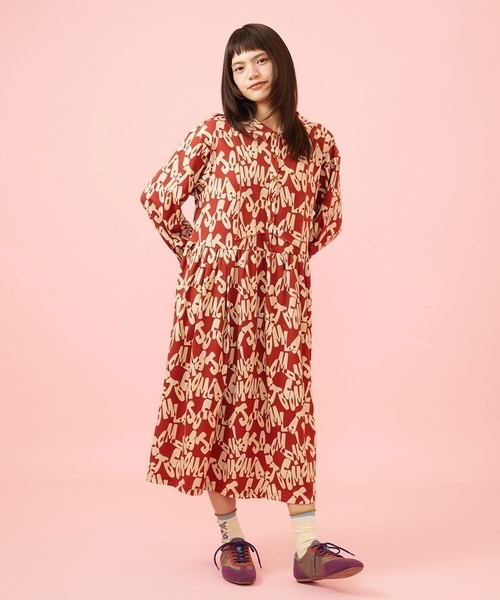 Jocomomola(ホコモモラ)の「Firma 総柄カットソーワンピース(ワンピース・レディース・レッド/ベージュ・40)」の3枚目の写真