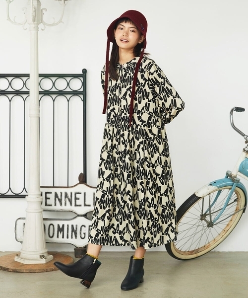 Jocomomola(ホコモモラ)の「Firma 総柄カットソーワンピース(ワンピース・レディース・レッド/ベージュ・40)」の8枚目の写真