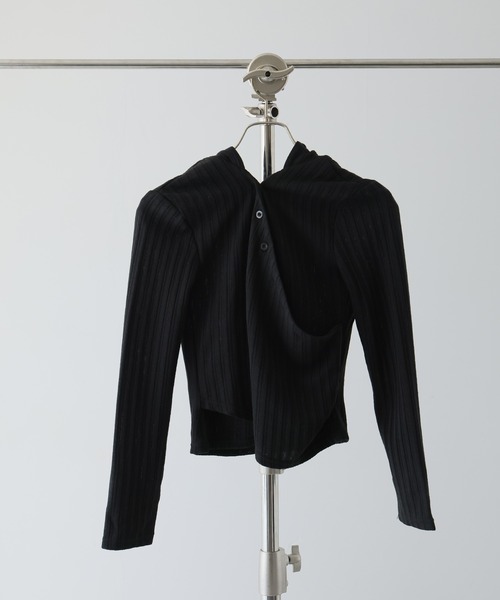 Ulysses（ユリシス）の「フード付きカシュクールトップス（Tシャツ/カットソー・レディース・ホワイト/ブラック・F）」の10枚目の写真