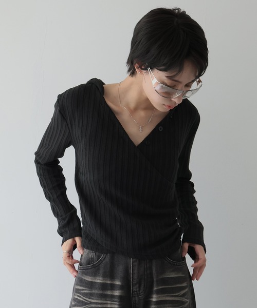 Ulysses（ユリシス）の「フード付きカシュクールトップス（Tシャツ/カットソー・レディース・ホワイト/ブラック・F）」の20枚目の写真