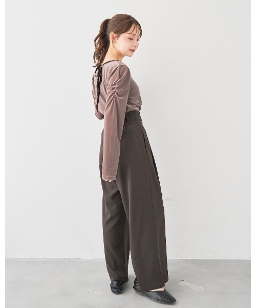 mil(ミル)の「シアーベロア2wayトップス【588216】(Tシャツ/カットソー・レディース・ダークブラウン/モカ/グレー・S/XS)」の4枚目の写真