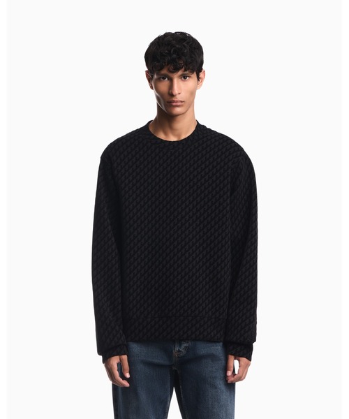 EMPORIO ARMANI(エンポリオアルマーニ)の「【エンポリオ アルマーニ】モノグラム スウェットシャツ ダブルジャージー(スウェット・メンズ・ブラック系/ネイビー系・X-SMALL/X-LARGE/SMALL/MEDIUM/LARGE)」の2枚目の写真