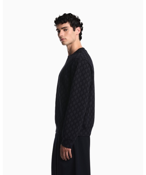 EMPORIO ARMANI(エンポリオアルマーニ)の「【エンポリオ アルマーニ】モノグラム スウェットシャツ ダブルジャージー(スウェット・メンズ・ブラック系/ネイビー系・X-SMALL/X-LARGE/SMALL/MEDIUM/LARGE)」の4枚目の写真