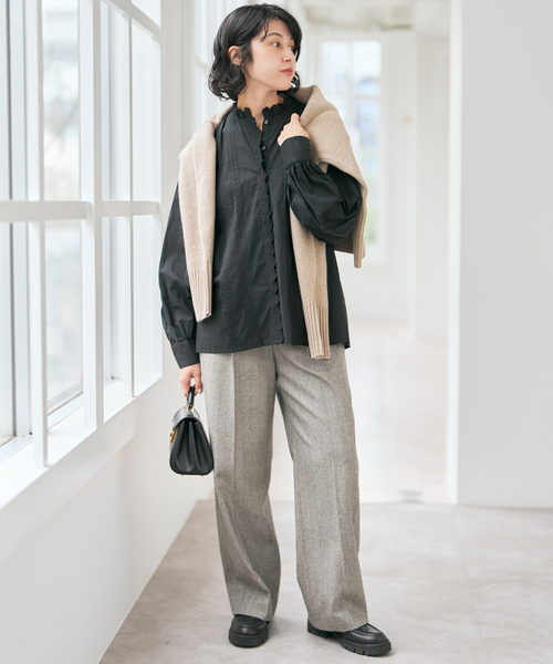 Spick & Span(スピックアンドスパン)の「《WEB限定 / 追加》レースフリルブラウス(シャツ/ブラウス・レディース・ブラック/ホワイト・FREE)」の3枚目の写真