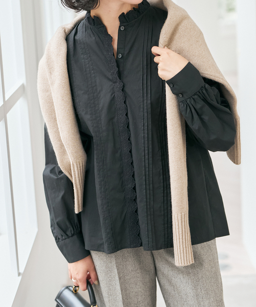 Spick & Span(スピックアンドスパン)の「《WEB限定 / 追加》レースフリルブラウス(シャツ/ブラウス・レディース・ブラック/ホワイト・FREE)」の5枚目の写真