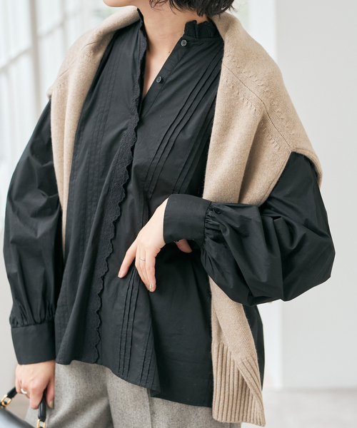 Spick & Span(スピックアンドスパン)の「《WEB限定 / 追加》レースフリルブラウス(シャツ/ブラウス・レディース・ブラック/ホワイト・FREE)」の6枚目の写真