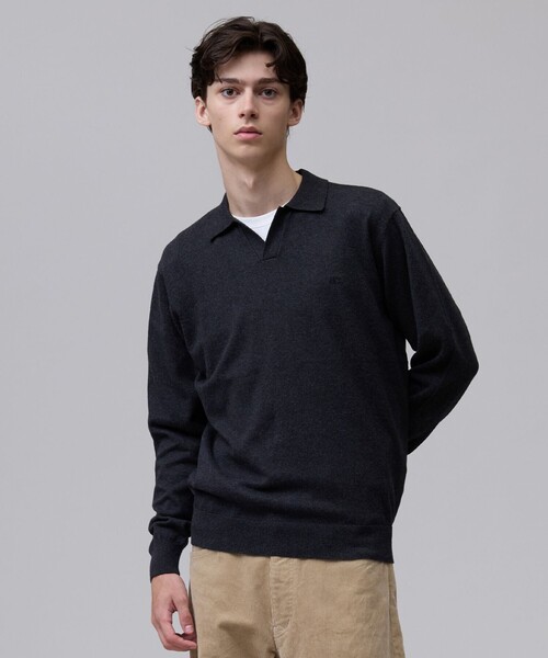 J.PRESS(ジェイプレス)の「【TAILORED KNIT】コットンカシミヤ スキッパー ニットポロシャツ(ニット/セーター・メンズ・グレー系/レッド系/ダークグリーン系・X-LARGE/LARGE/MEDIUM)」の1枚目の写真
