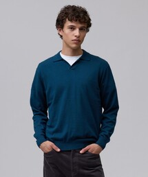 【TAILORD KNIT】コットンカシミヤ スキッパー ニットポロシャツ
