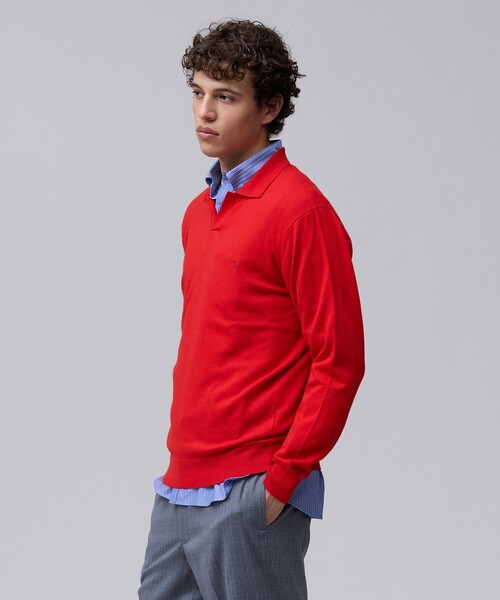 J.PRESS(ジェイプレス)の「【TAILORED KNIT】コットンカシミヤ スキッパー ニットポロシャツ(ニット/セーター・メンズ・グレー系/レッド系/ダークグリーン系・X-LARGE/LARGE/MEDIUM)」の3枚目の写真