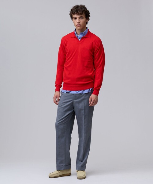 J.PRESS(ジェイプレス)の「【TAILORED KNIT】コットンカシミヤ スキッパー ニットポロシャツ(ニット/セーター・メンズ・グレー系/レッド系/ダークグリーン系・X-LARGE/LARGE/MEDIUM)」の12枚目の写真