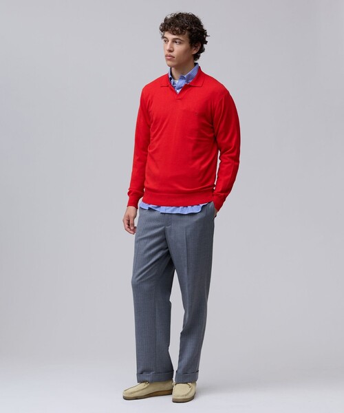 J.PRESS(ジェイプレス)の「【TAILORED KNIT】コットンカシミヤ スキッパー ニットポロシャツ(ニット/セーター・メンズ・グレー系/レッド系/ダークグリーン系・X-LARGE/LARGE/MEDIUM)」の13枚目の写真