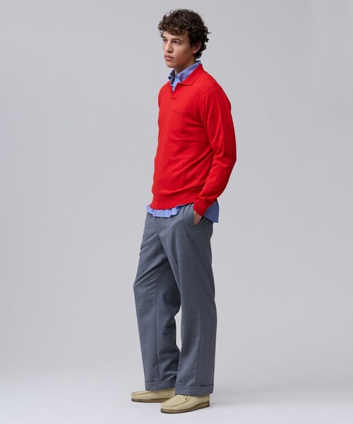 J.PRESS(ジェイプレス)の「【TAILORED KNIT】コットンカシミヤ スキッパー ニットポロシャツ(ニット/セーター・メンズ・グレー系/レッド系/ダークグリーン系・X-LARGE/LARGE/MEDIUM)」の14枚目の写真