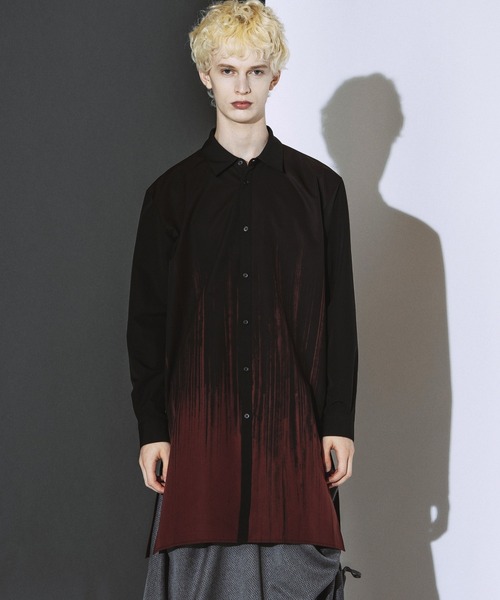 NO ID.(ノーアイディ)の「【NO ID.】Gradation Print Long Shirt / グラデーション プリント ロング シャツ(シャツ/ブラウス・メンズ・ワイン/ブラック・ONE)」の8枚目の写真