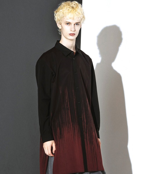 NO ID.(ノーアイディ)の「【NO ID.】Gradation Print Long Shirt / グラデーション プリント ロング シャツ(シャツ/ブラウス・メンズ・ワイン/ブラック・ONE)」の7枚目の写真