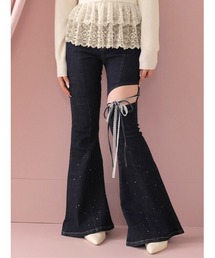 Side cut lace ribbon denim(eme11164)