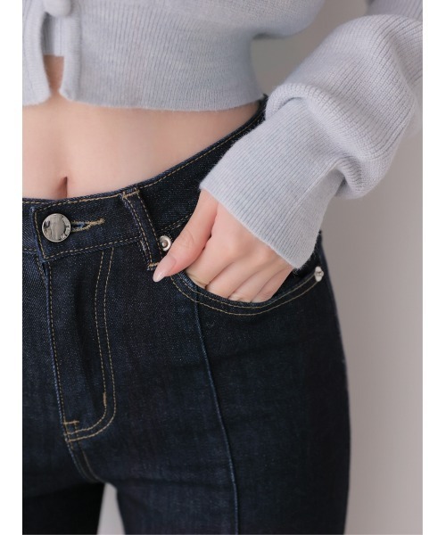 M me eme(エムミーエメ)の「Side cut lace ribbon denim(eme11164)(デニムパンツ・レディース・ネイビー/ブルー・XS/S/M)」の17枚目の写真