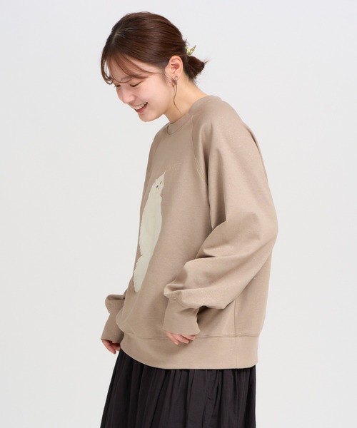 meeny miny（ミーニーマイニー）の「【よそんちの猫】白猫 ラメプルオーバー（スウェット・レディース・アイボリー/ベージュ・S-M）」の10枚目の写真
